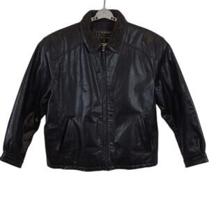 J Madison Mens Heavy Leather Aviator Jacket 2XL Black Winter Flight Workwear